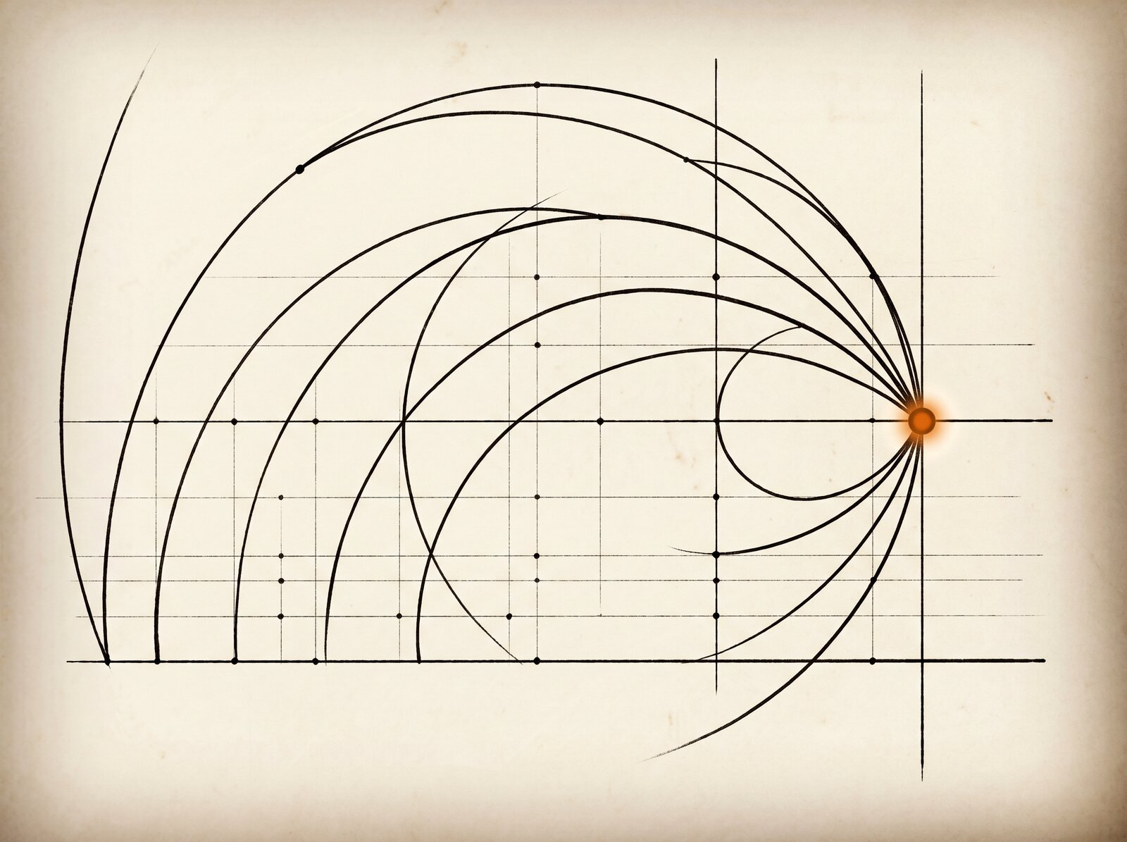 Impact Pathway engineered — an editorial geometric drawing of arcs converging on a single amber Polaris star, emblematic of the ARTIS methodology